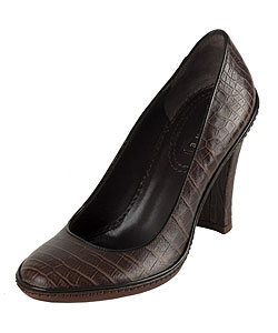 Celine Mahogany Embossed Leather Pumps