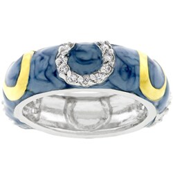 Silvertone Enamel and CZ Horseshoe Eternity Band