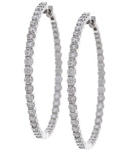 14k White Gold 6ct TDW Diamond Hoop Earrings (G-H, I1)