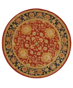 Handmade Oushak Traditional Red Wool Rug (4' Round)