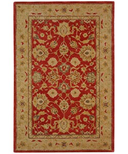 Handmade Traditional Mahal Ancestry Red/ Ivory Wool Rug (5' x 8')