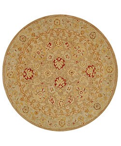 Handmade Ancestry Tan/ Ivory Wool Rug (6' Round)