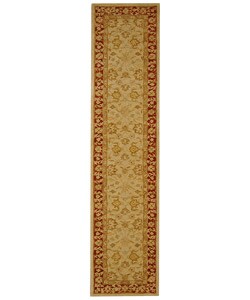 Handmade Ancestry Ivory/ Red Wool Runner (2'3 x 12')