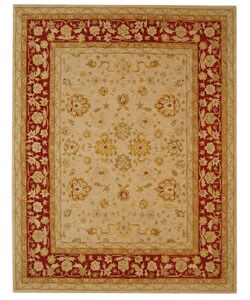 Handmade Ancestry Ivory/ Red Wool Rug (9' x 12')