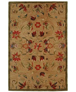 Handmade Descent Beige Wool Rug (5' x 8')