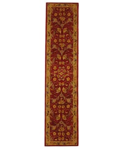 Handmade Hereditary Burgundy/ Gold Wool Runner (2'3 x 10')