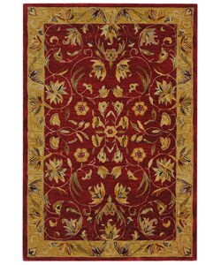 Handmade Hereditary Burgundy/ Gold Wool Rug (6' x 9')