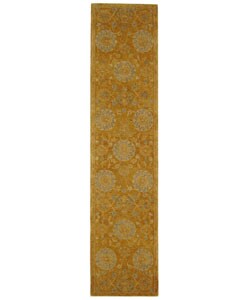 Handmade Medallions Gold Wool Runner (2'3 x 10')