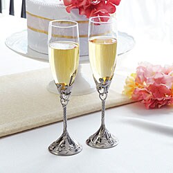 Hand-blown Glass Satin Finish Flutes (Set of 2)