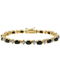 Glitzy Rocks 18k Gold over Sterling Silver Sapphire Diamond Bracelet