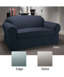 Two-piece Twill Stain-resistant Loveseat Slipcover