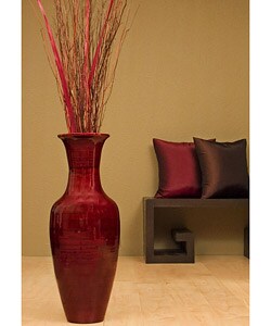 28-inch Bamboo Floor Vase & Floral Arrangement