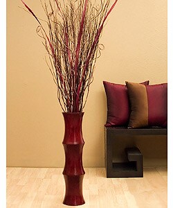Scalloped Floor Vase & Burgundy Palm Stalks
