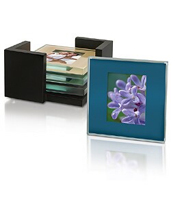 Glass Photo Coasters with Storage Rack