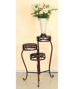 Iron and Wood Fold-out 3-tier Indoor Plant Stand
