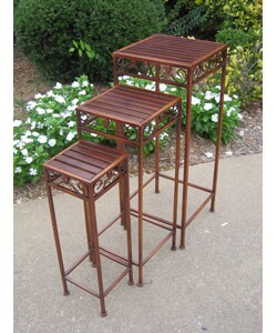 Iron/ Wood Indoor Square Plant Stand