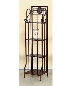 Narrow Indoor Iron and Wood 4-tier Rack