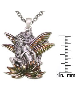 Dragonfly Lotus Fairy Pewter Necklace