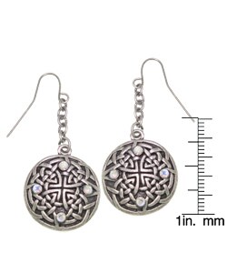 Celtic Crystal Round Pewter Earrings