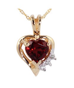 10k Yellow Gold Garnet and Diamonds Necklace