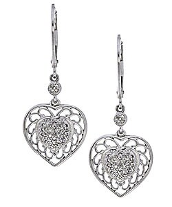 Sterling Silver 1/5ct TDW Diamond Heart Earring