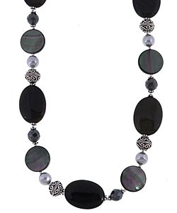 Charming Life Black Hypersthene and Bali Bead Necklace