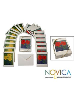 Box of 20 'Meditating on Flowers' Blank Greeting Cards (USA)