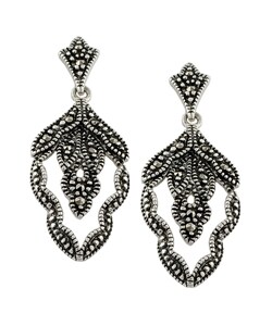 Silver and Marcasite Leaf Chandelier Earrings