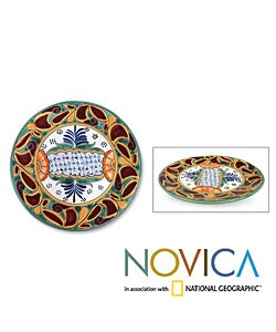 Red Dahlias Ceramic Plate (Mexico)