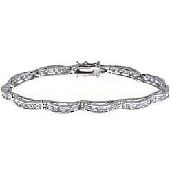 14k White Gold Overlay CZ Diamoness Bracelet