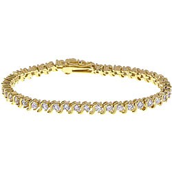 14k Yellow Gold Overlay CZ Diamoness Bracelet