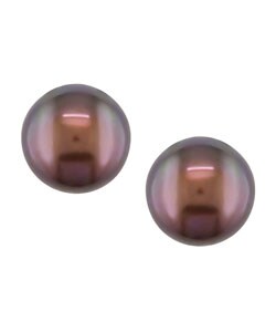 14k Yellow Gold FW Cultured Brown Pearl Earrings