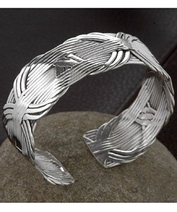 Sterling Silver X Basket Weave Cuff (Mexico)