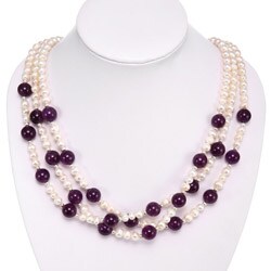 Freshwater Pearl and Amethyst Three-strand Necklace
