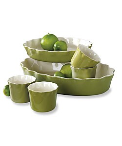 Mayfair & Jackson 6-piece Sage Ruffle Stoneware