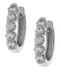 14k White Gold 1ct TDW Diamond Hoop Earrings ( I-J, I1)