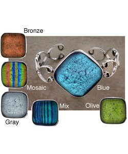 Sterling Silver Dicroic Glass Cuff Bracelet (Mexico)