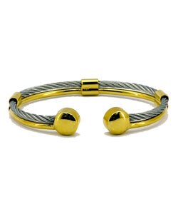 Magnetic Stainless Steel and Gold Wire Bracelet