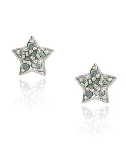 Sterling Silver 1/8ct TDW Diamond Star Earrings