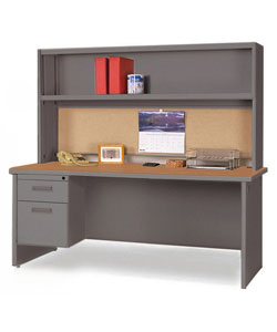 Marvel 60-inch Single Pedestal Steel Desk with Open Shelf