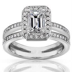 14k Gold 1 1/3ct TDW Emerald Cut Diamond Ring (H-I, SI1-SI2)