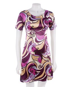 Ruby Printed Charmeuse Empire Waist Dress