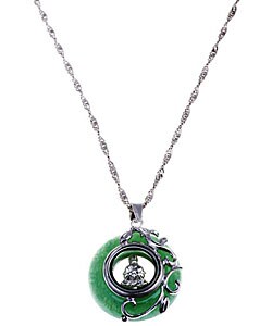 Sterling Silver Meditating Buddha Jade Pendant