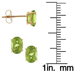 14k White Gold Oval Peridot Stud Earrings