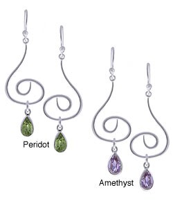 Sterling Silver Mystic Circle Gemstone Earrings (India)