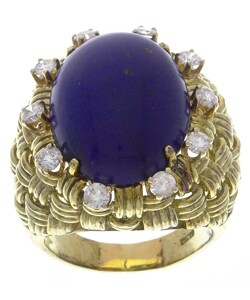 18k Gold Lapis and 7/8ct TDW Diamond Cocktail Ring