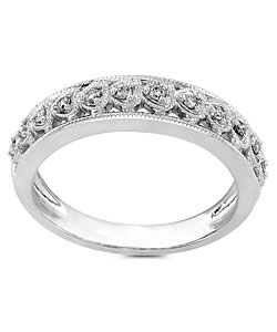 14k White Gold 1/10ct TDW Round Diamond Heart Band (H-I, I1-I2)