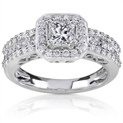 14k White Gold 1 1/4ct TDW Diamond Halo Engagement Ring (H-I, I1-I2)