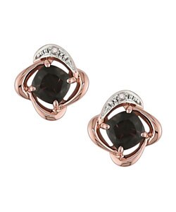 14k Pink Gold Cushion Smokey Quartz Earrings