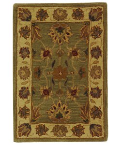 Handmade Heritage Kerman Green/ Gold Wool Rug (2' x 3')